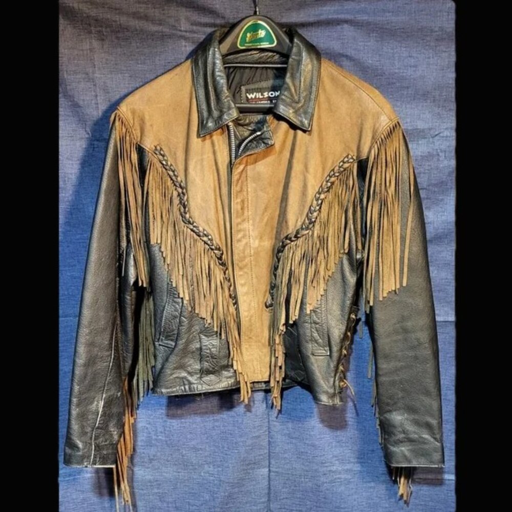 Wilson's Leather experts brown/black Fringe  jacket size Large